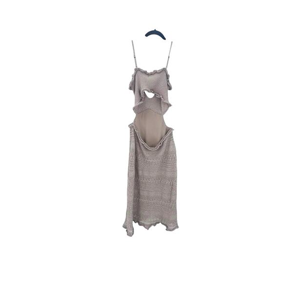 Misa Los Angeles Shimmer Skye Midi Dress Sleeveless Adjustable Gold Size L NWT - Picture 4 of 11